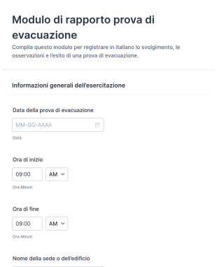 Modulo Di Segnalazione Simulazione Evacuazione