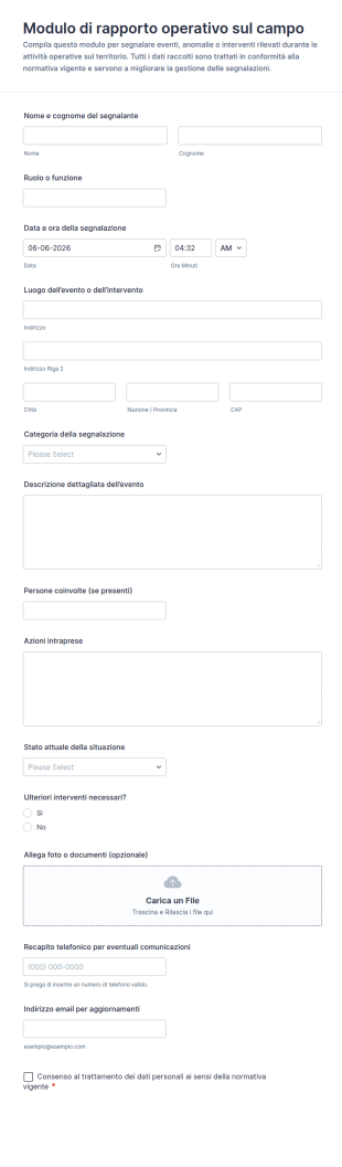 Modulo Di Segnalazione Sul Campo