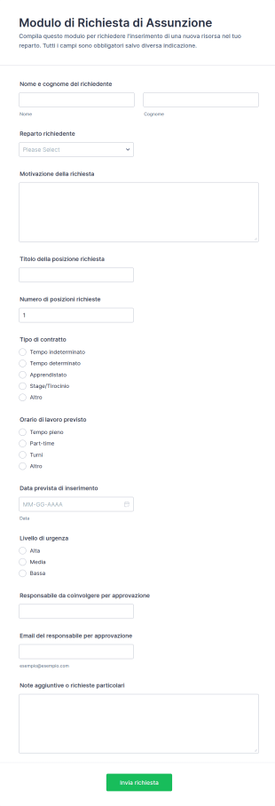 Modulo Di Selezione Del Personale Form
