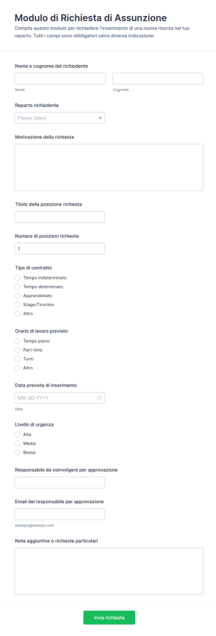 Modulo Di Selezione Del Personale Form
