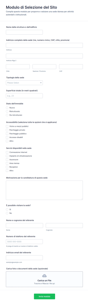 Modulo Di Selezione Del Sito
