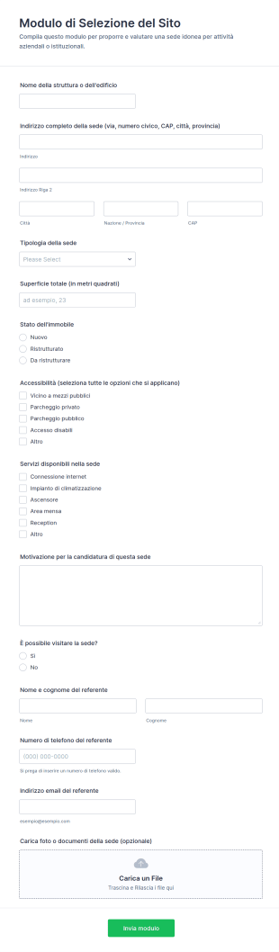 Modulo Di Selezione Del Sito