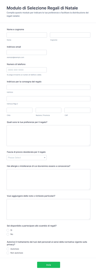 Modulo Di Selezione Regali Di Natale