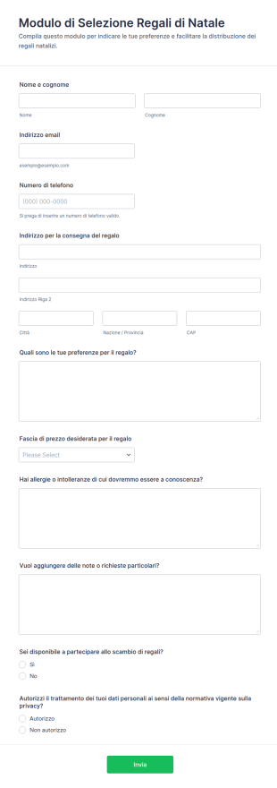 Modulo Di Selezione Regali Di Natale