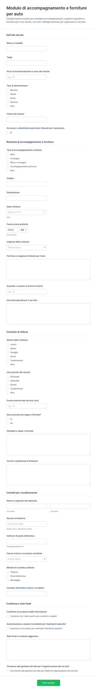 Modulo Di Servizio E Fornitura Per Veicoli