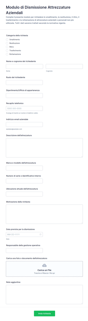 Modulo Di Smaltimento Attrezzature