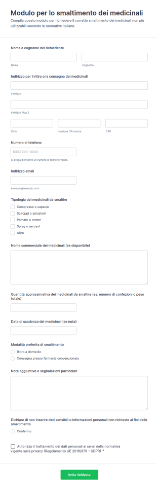 Modulo Di Smaltimento Farmaci Form