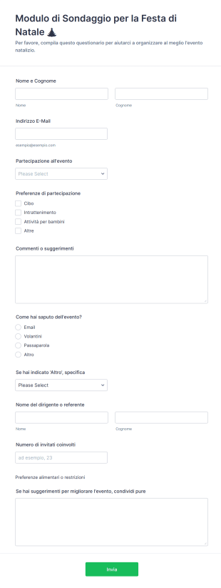 Modulo Di Sondaggio Per La Festa Di Natale 🎄