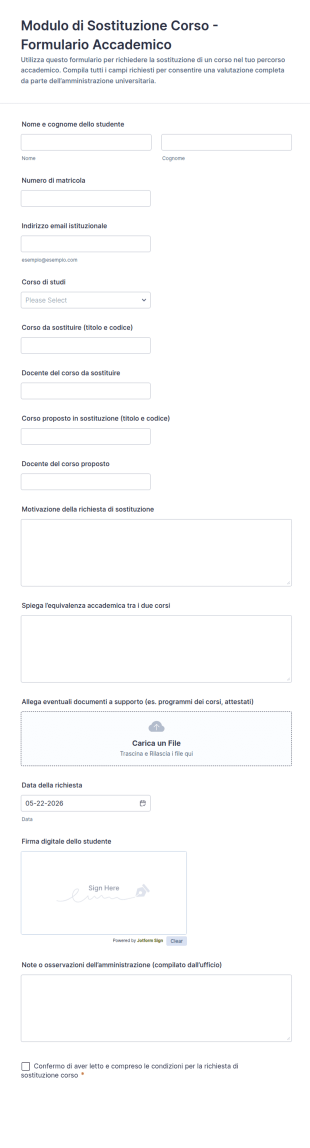Modulo Di Sostituzione Dei Corsi