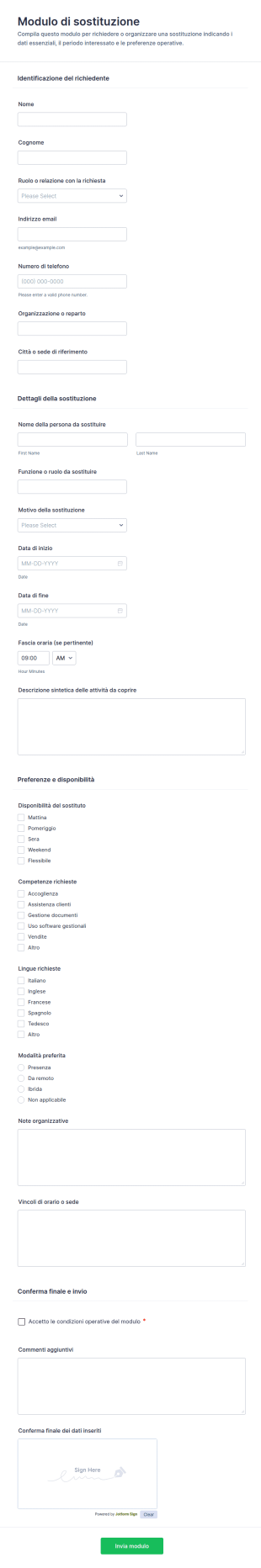 Modulo Di Sostituzione
