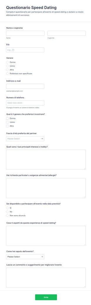 Modulo Per Speed Dating