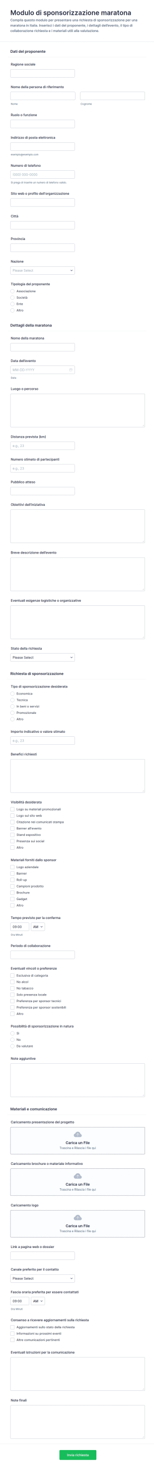 Modulo Di Sponsorizzazione Maratona