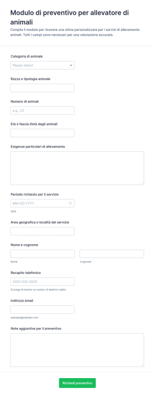 Modulo Di Stima Per Allevatori Di Animali 🐾