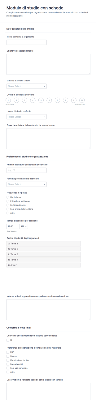 Modulo Di Studio Con Flashcard