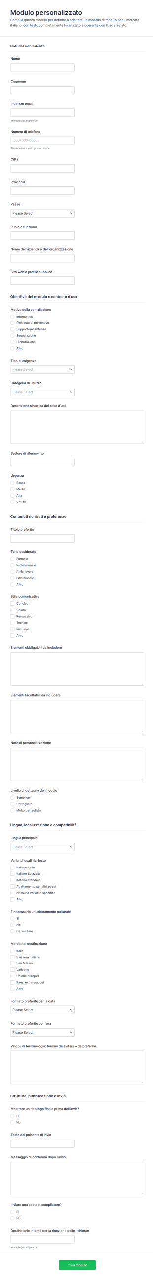 Modulo Di Template Personalizzato