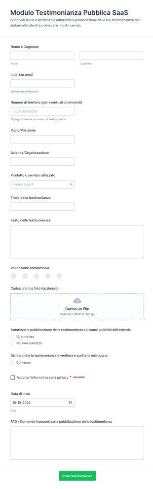 Modulo Di Testimonianza Pubblica