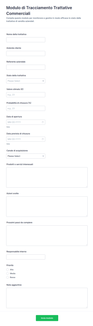 Modulo Di Tracciamento Delle Opportunità Di Vendita