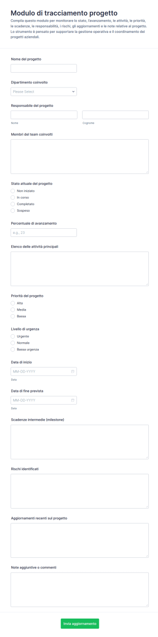 Modulo Di Tracciamento Progetti