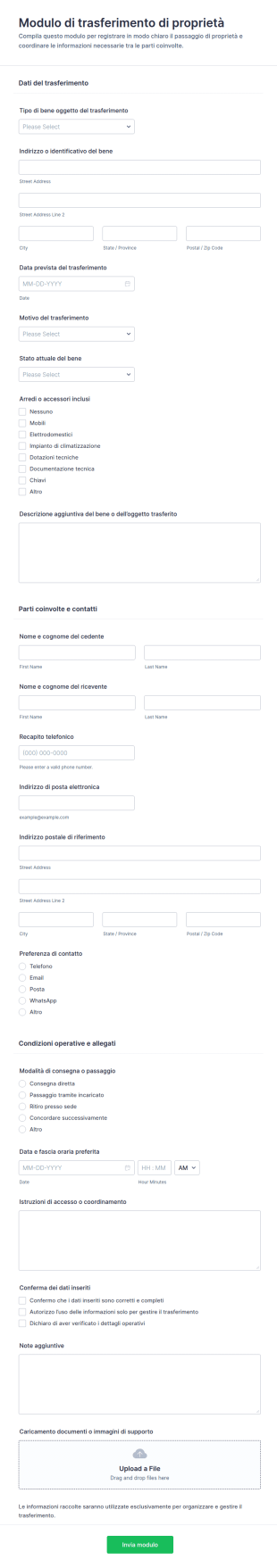 Modulo Di Trasferimento Di Proprietà Form 🏠
