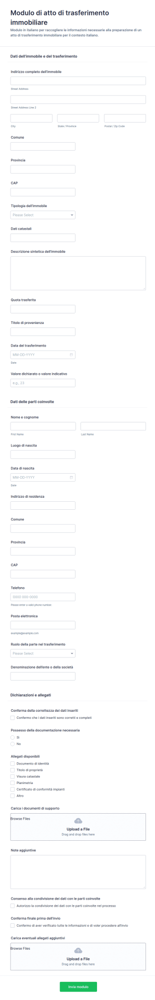 Modulo Di Trasferimento Di Proprietà