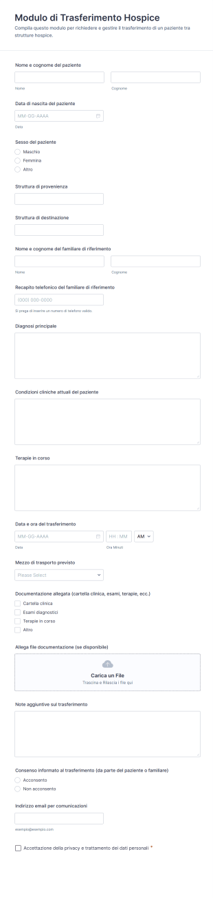 Modulo Di Trasferimento Hospice