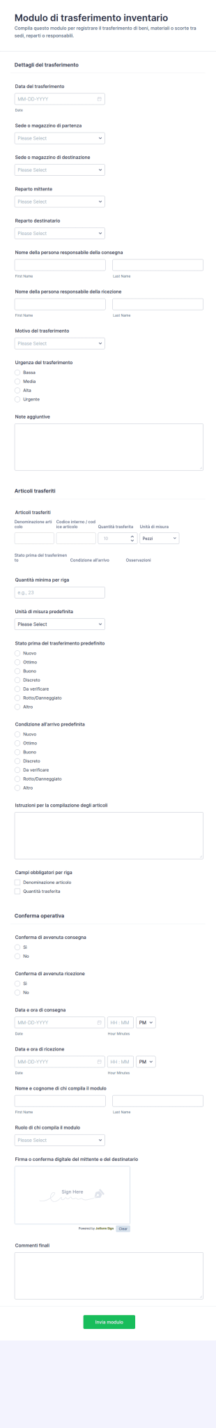 Modulo Di Trasferimento Inventario 📦