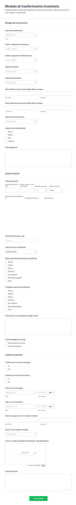 Modulo Di Trasferimento Inventario 📦