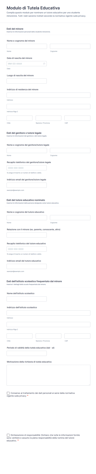 Modulo Di Tutela Educativa