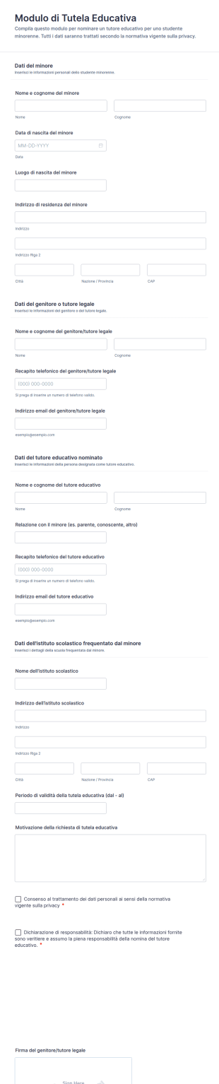 Modulo Di Tutela Educativa