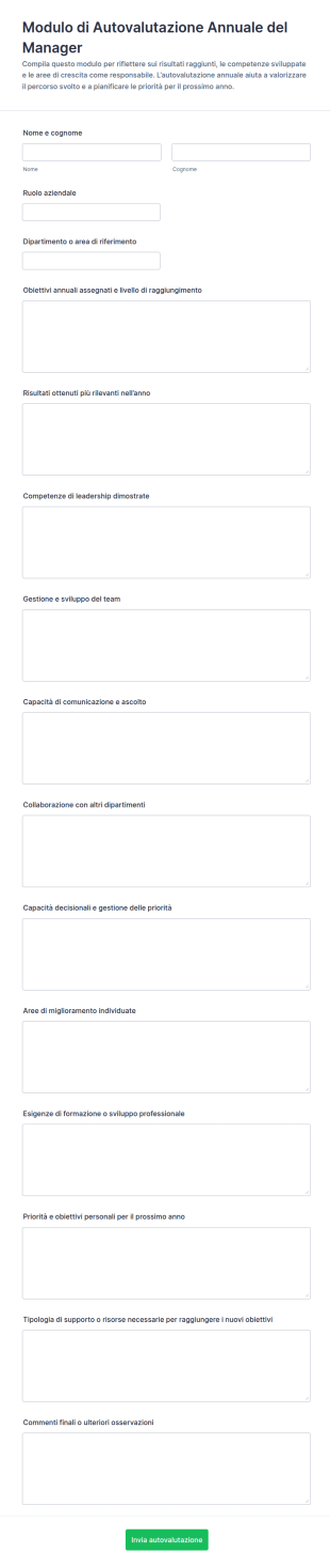 Modulo Di Valutazione Annuale Del Manager