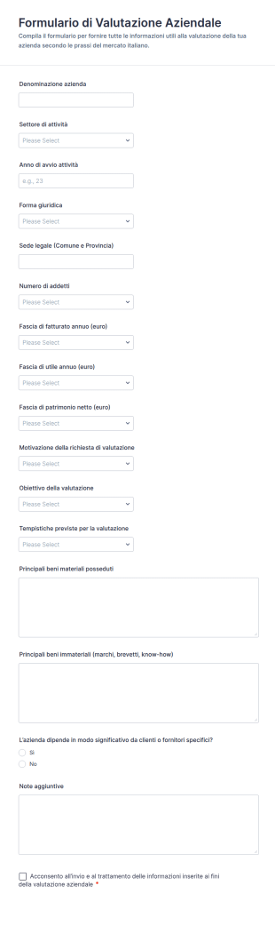 Modulo Di Valutazione Aziendale