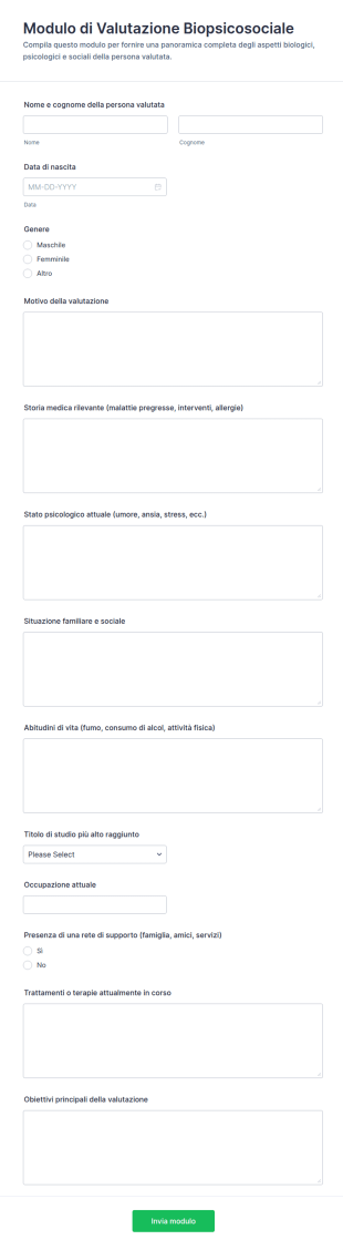 Modulo Di Valutazione Biopsicosociale