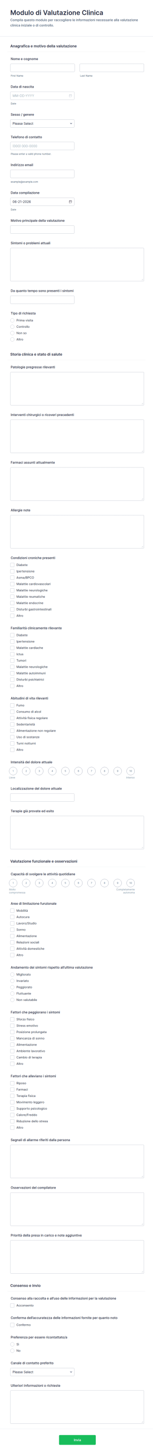 Modulo Di Valutazione Clinica