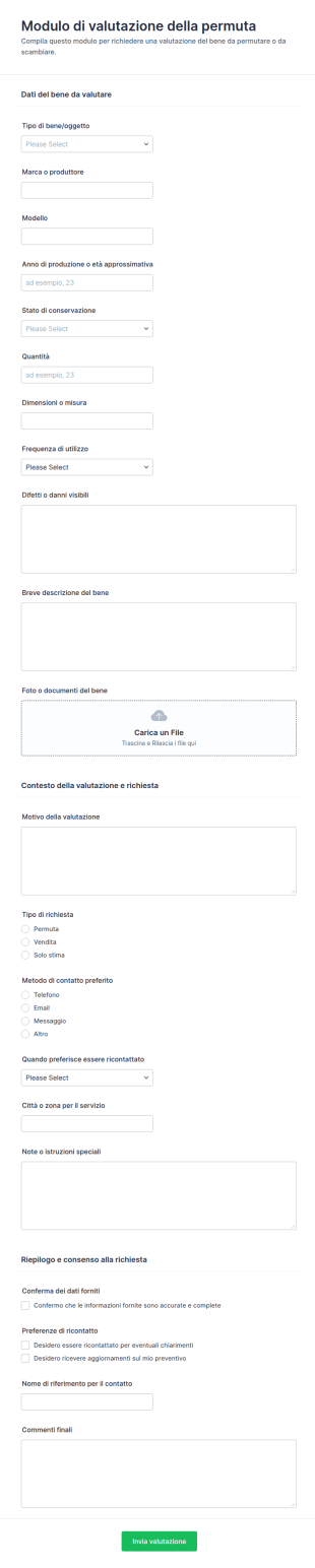 Modulo Di Valutazione Commerciale