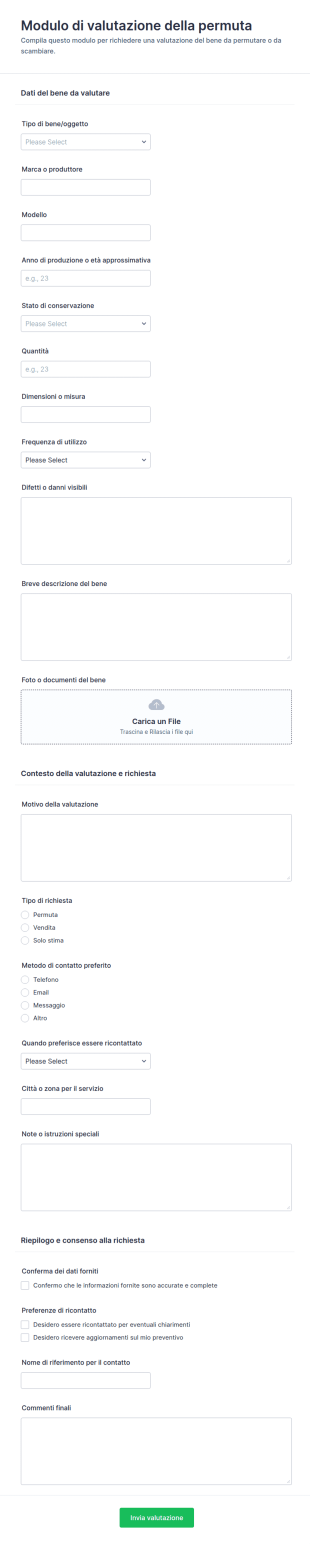 Modulo Di Valutazione Commerciale