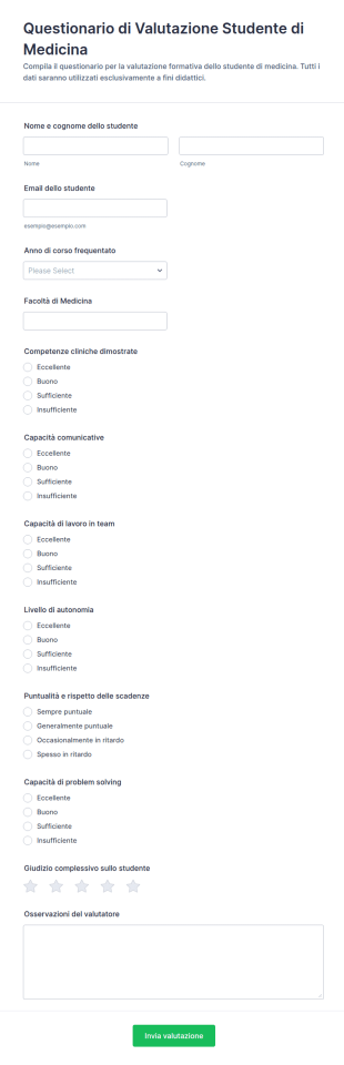 Modulo Di Valutazione Degli Studenti Di Medicina
