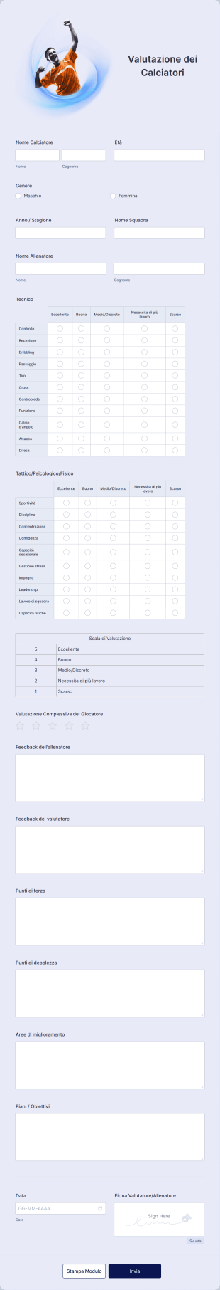 Modulo Di Valutazione Dei Calciatori
