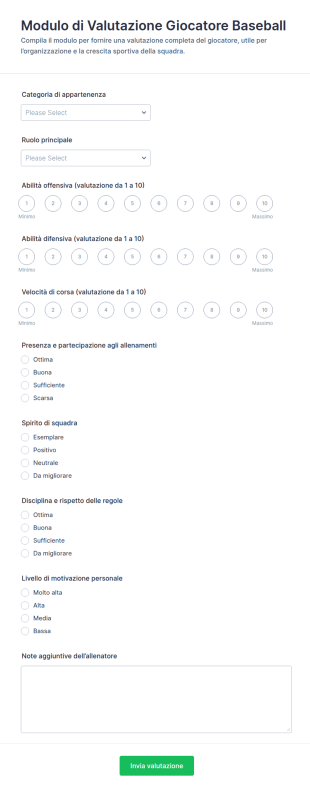 Modulo Di Valutazione Del Baseball