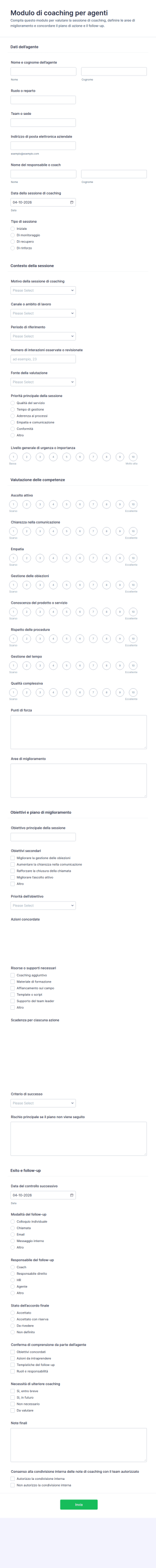 Modulo Di Valutazione Del Coach Agent
