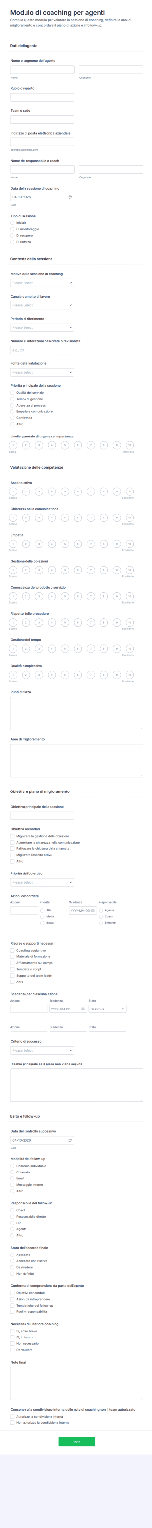 Modulo Di Valutazione Del Coach Agent