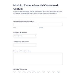 Modulo Di Valutazione Del Concorso Di Costumi