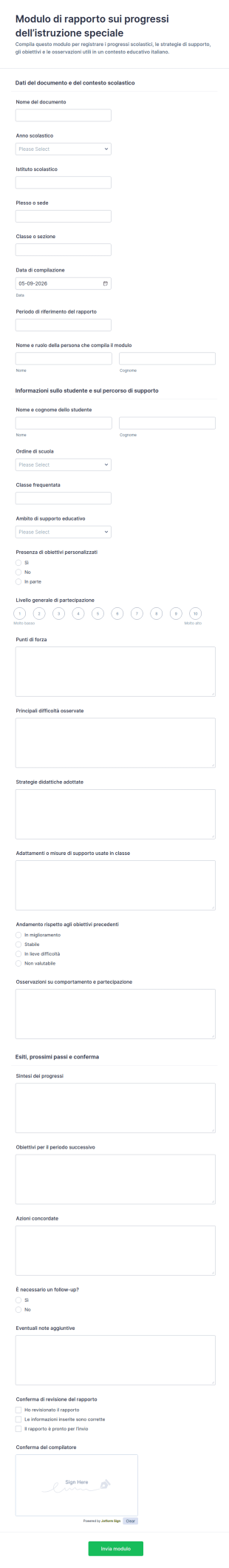 Modulo Di Valutazione Del Progresso Educativo Speciale