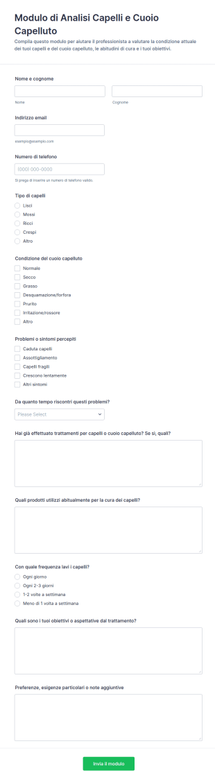 Modulo Di Valutazione Del Ringiovanimento Capelli E Cuoio Capelluto 🧴✨