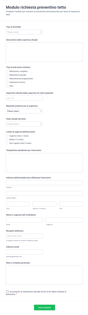 Modulo Di Valutazione Del Tetto