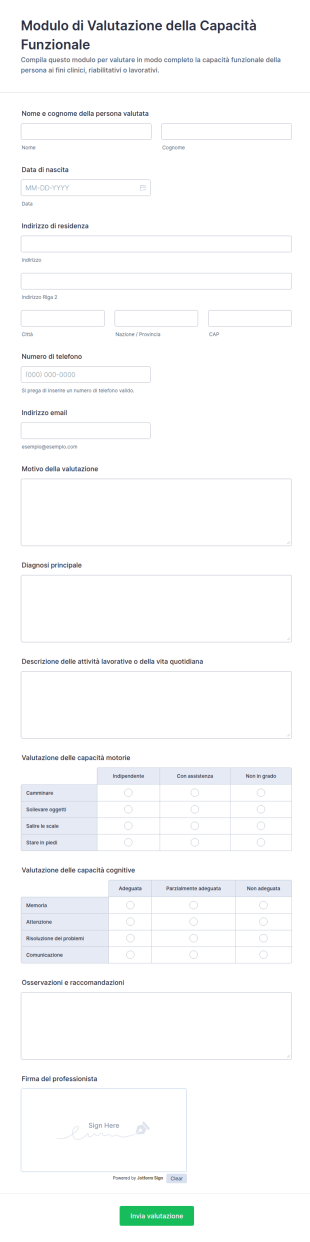Modulo Di Valutazione Della Capacità Funzionale