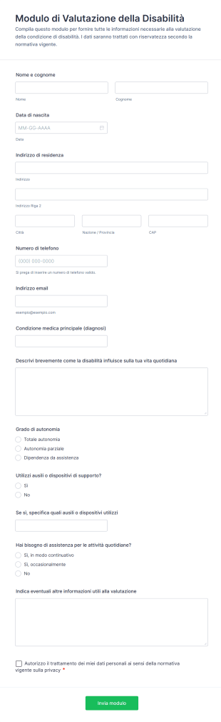 Modulo Di Valutazione Della Disabilità