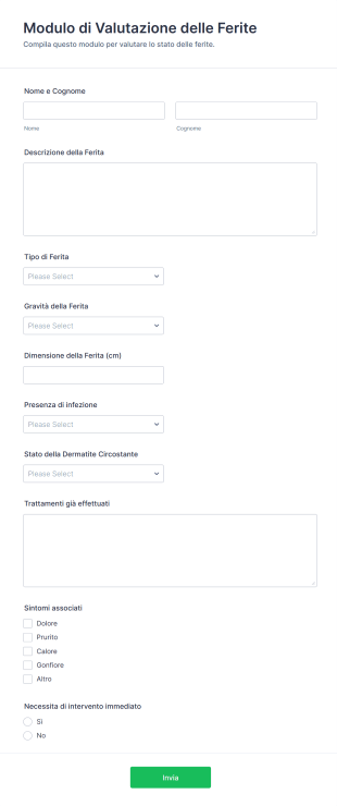 Modulo Di Valutazione Delle Ferite