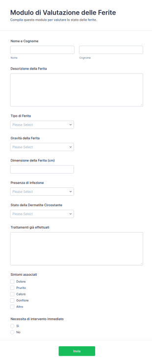 Modulo Di Valutazione Delle Ferite