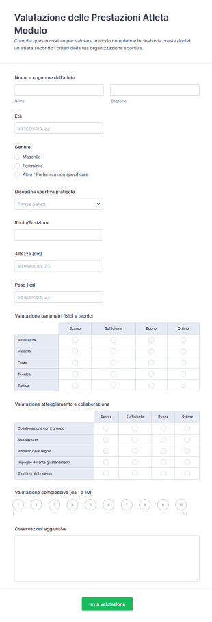 Modulo Di Valutazione Delle Prestazioni Atletiche