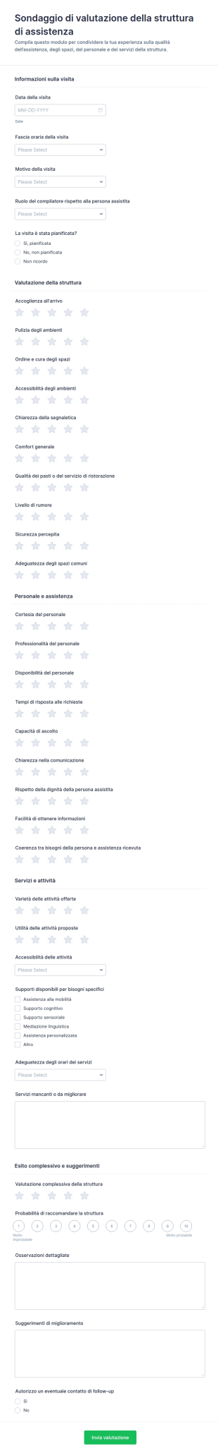 Modulo Di Valutazione Delle Strutture Assistenziali
